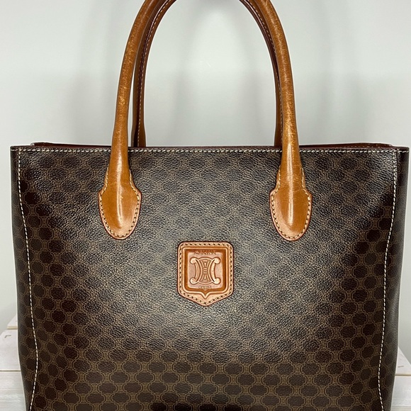 CELINE MACADAM HANDLE BAG (Brown pattern) - Picture 1 of 8